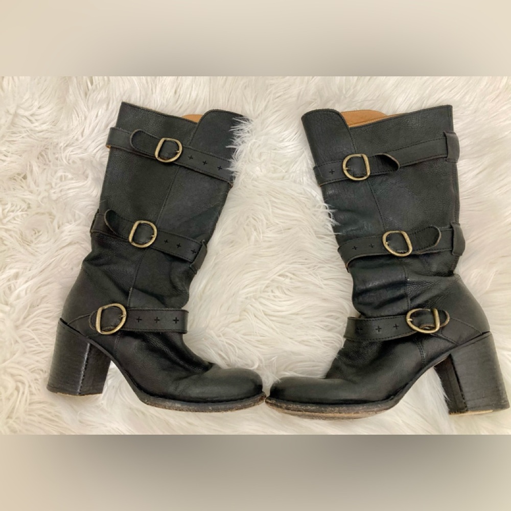 Fiorentini + Baker Tall Black Leather Eternity Heel Buckle Boot Black 38… - Picture 4 of 14